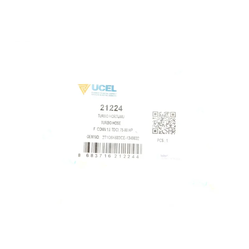 Патрубок інтеркулера UCEL 21224 для Ford Transit/Tourneo Connect 1.8 TDCi 2002-2006