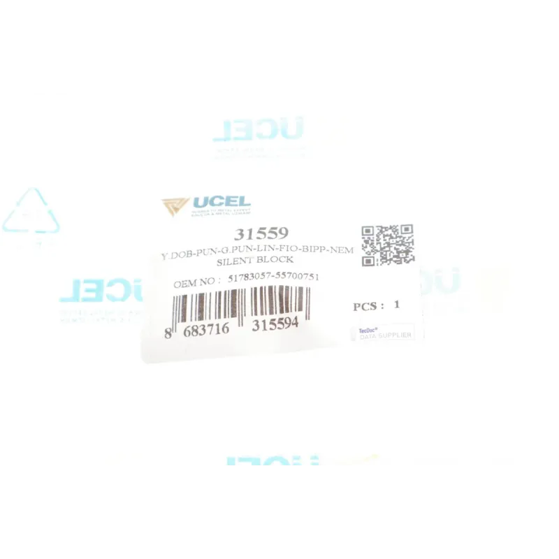 Сайлентблок заднього важеля UCEL 31559 для Citroen Nemo, Fiat Fiorino, Peugeot Bipper 2008-, 12x66 мм