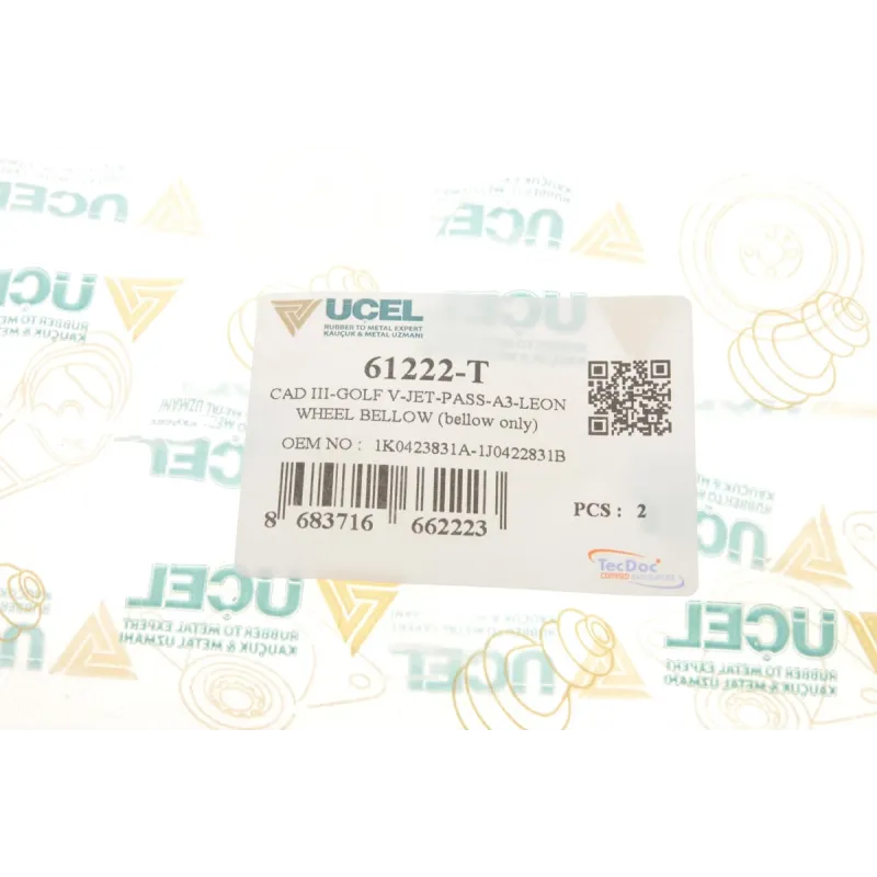 Пильник рульової рейки UCEL 61222-T лівий передній для Volkswagen Caddy 2003-, Audi A3 8P 2003-