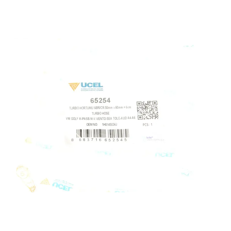 Патрубок інтеркулера UCEL 65254 для Audi A4, A6, VW Passat 1.9D 1993-2001