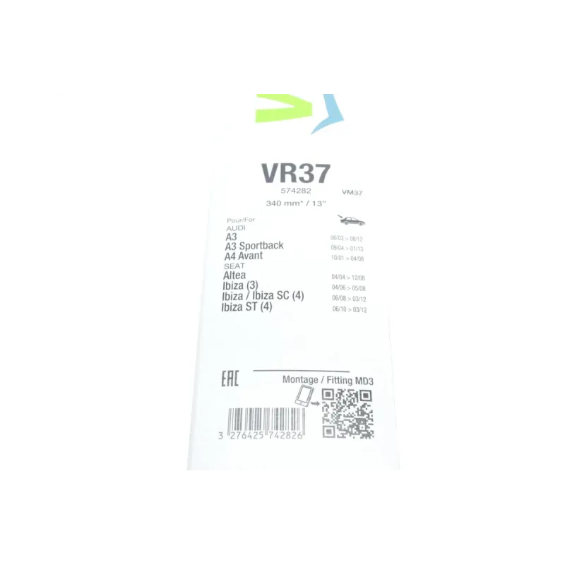 Щітка склоочисника задня VALEO 574282 для Audi A3, A4, Seat Altea 340мм