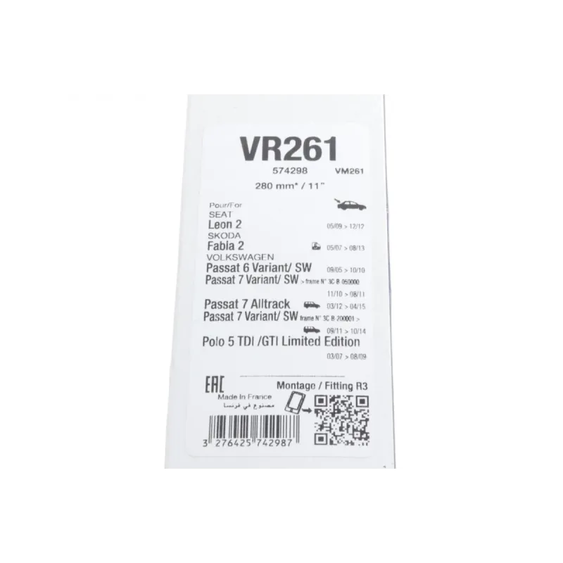Щітка склоочисника задня VALEO 574298 для VW Passat, Skoda Fabia, Seat Leon 280 мм