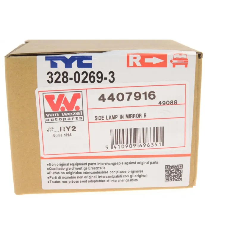 Кришка дзеркала права VAN WEZEL 4407916 для Renault Megane IV 2015- (без системи контролю мертвих зон)