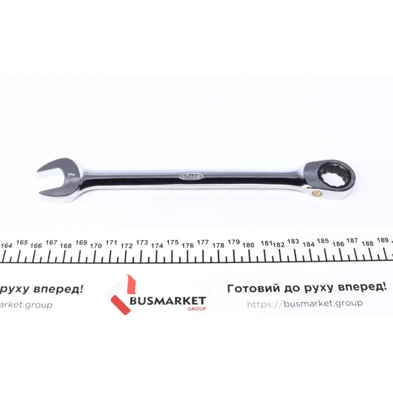 Ключ ріжково-накидний VIGOR V1028 з тріскачкою 17 мм, 72 зубці, довжина 225 мм
