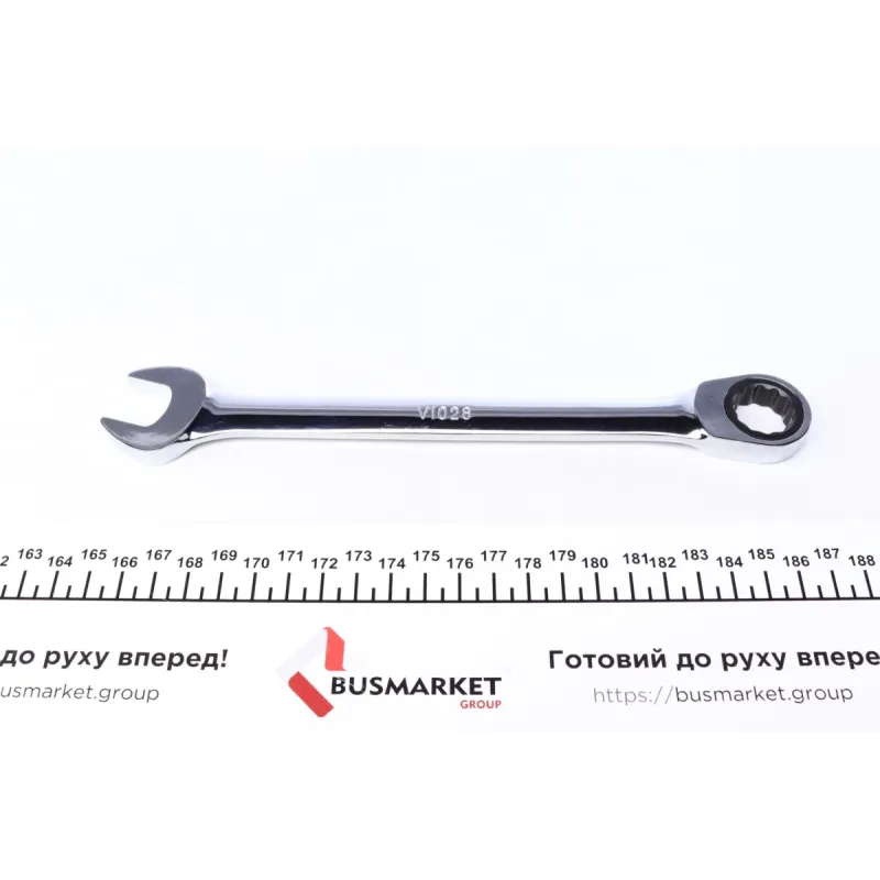Ключ ріжково-накидний VIGOR V1028 з тріскачкою 17 мм, 72 зубці, довжина 225 мм