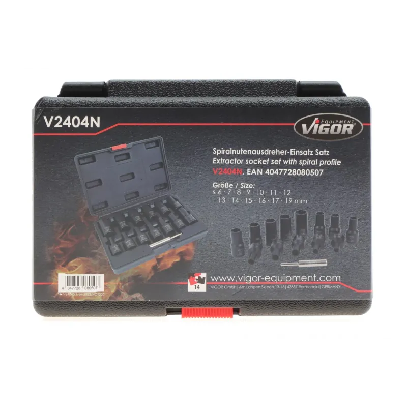 Набір головок для викручування скруглених болтів VIGOR V2404N (14шт)