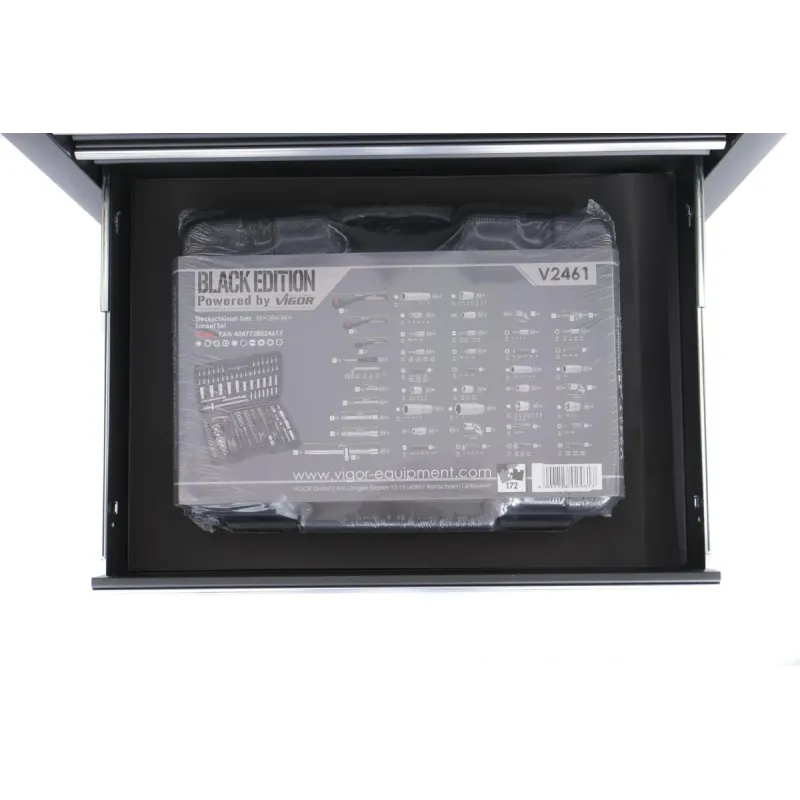 Візок з інструментами VIGOR V8000-BE 7 секцій 219 од. (чорний) Black Edition