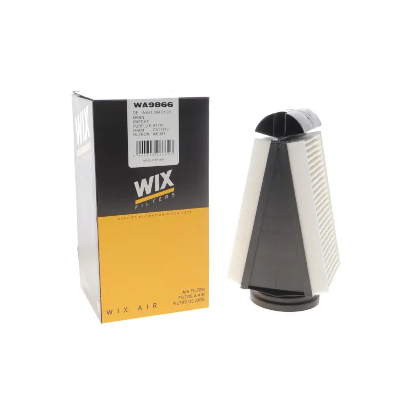 Фільтр повітряний WIX FILTERS WA9866 для Mercedes-Benz C-Class W205, GLC X253 2.2CDI OM651 2014-2019, 262x94x105 мм