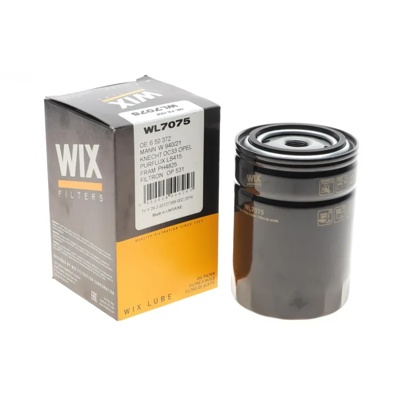 Фільтр масляний WIX FILTERS WL7075 для Opel Omega A 2.3 D, Rekord 2.0-2.3 D, 94x140x72/63 мм