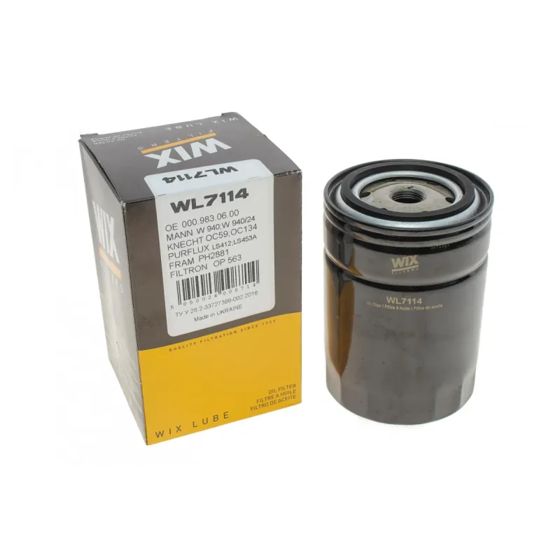 Фільтр масляний WIX FILTERS WL7114 для GAZ Gazelle 2.4, Ford Scorpio 2.5TD, Alfa Romeo 164, 93x140 мм