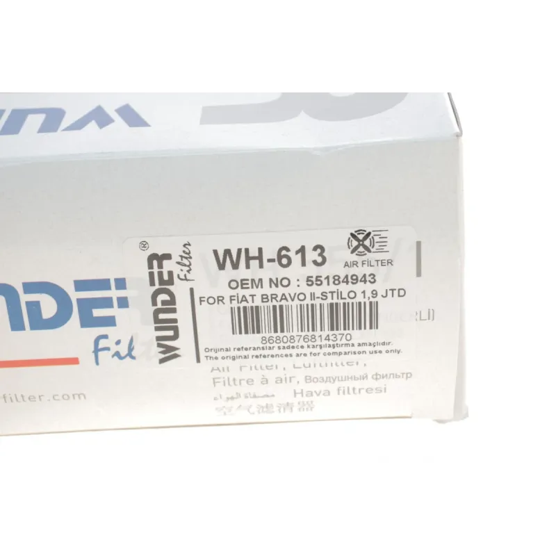 Фільтр повітряний WUNDER FILTER WH 613 для Fiat Bravo II, Stilo 1.9 JTD/Multijet 2001-2011