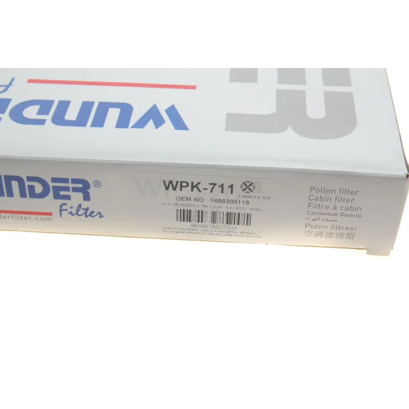 Фільтр салону вугільний WUNDER FILTER WPK 711 для Mercedes-Benz A-Class W168 1997-2004
