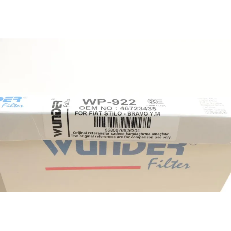 Фільтр салону WUNDER FILTER WP 922 для Fiat Bravo II, Stilo, Lancia Delta III