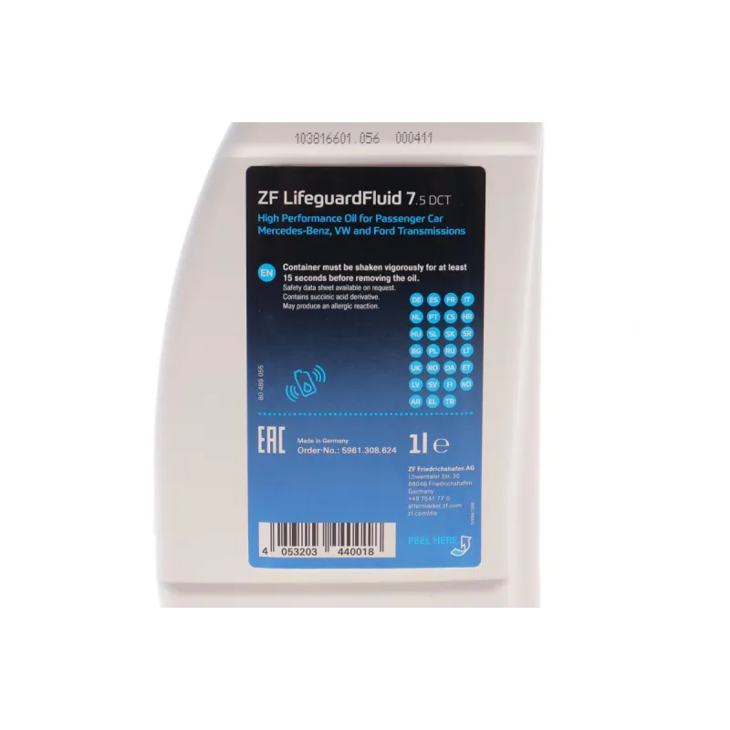 Олива АКПП ZF Lifeguard Fluid 5961.308.624 (1L) для Mercedes-Benz, Volkswagen, BMW
