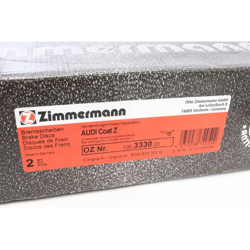 Диск гальмівний передній Zimmermann 100.3330.20 для Audi A4/A5 2007-, 314x25 мм (вентильований, з покриттям)