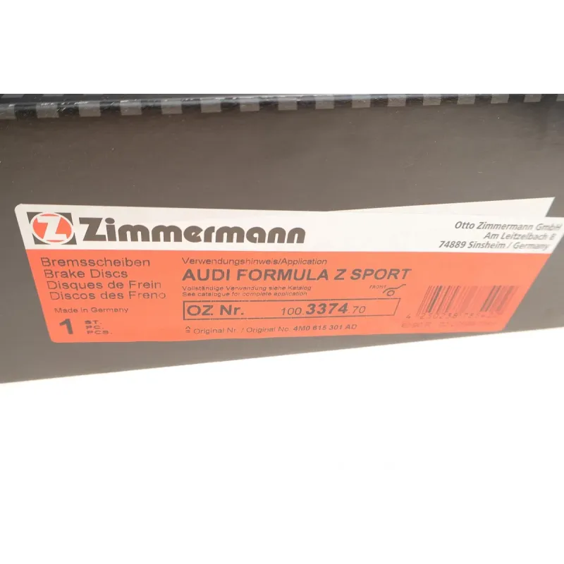Диск гальмівний передній ZIMMERMANN 100.3374.70 для Audi A6 C8, Q7 4MB 375x36 мм