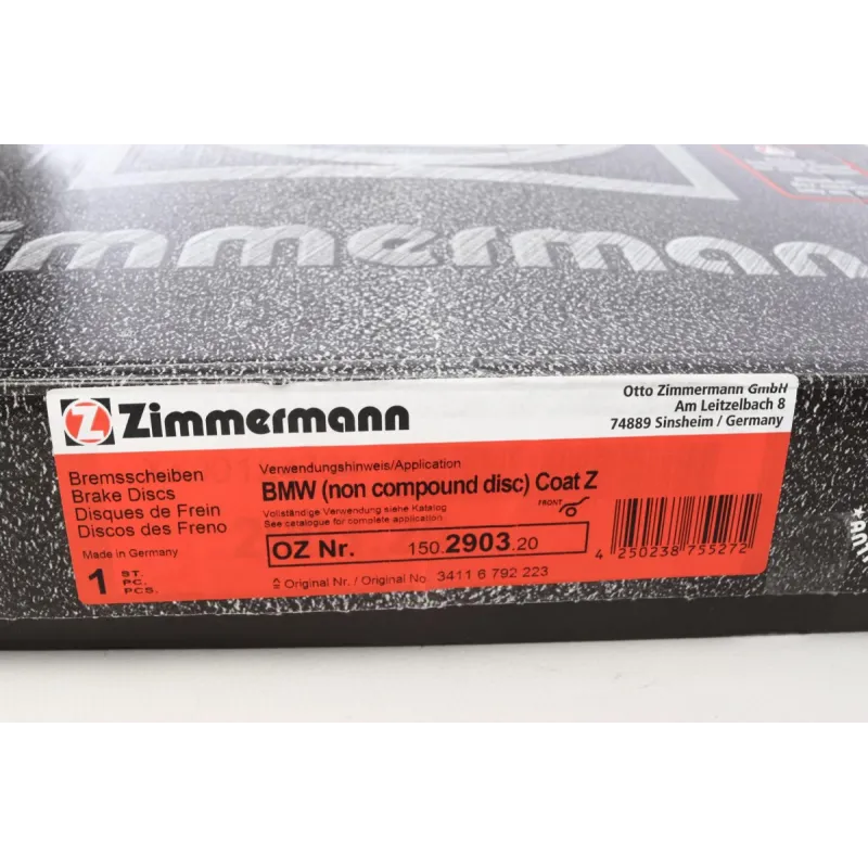 Диск гальмівний передній ZIMMERMANN 150.2903.20 для BMW 3 (F30/F80) 2012-2016, 340x30 мм (з покриттям, вент.)