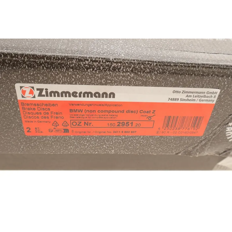 Диск гальмівний передній ZIMMERMANN 150.2951.20 для BMW 3 (G20), 5 (G30), X3 (G01) 330x24 мм