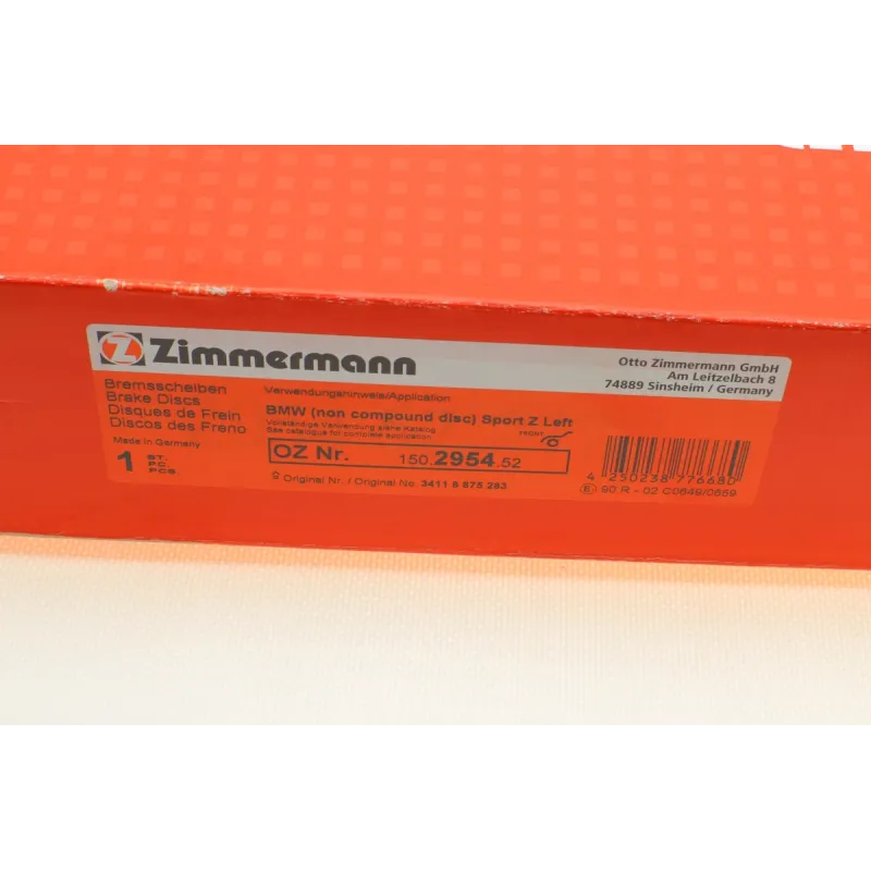 Диск гальмівний передній Zimmermann 150.2954.52 для BMW 5 G30/G31, 7 G11/G12, X7 G07 (374x36 мм)