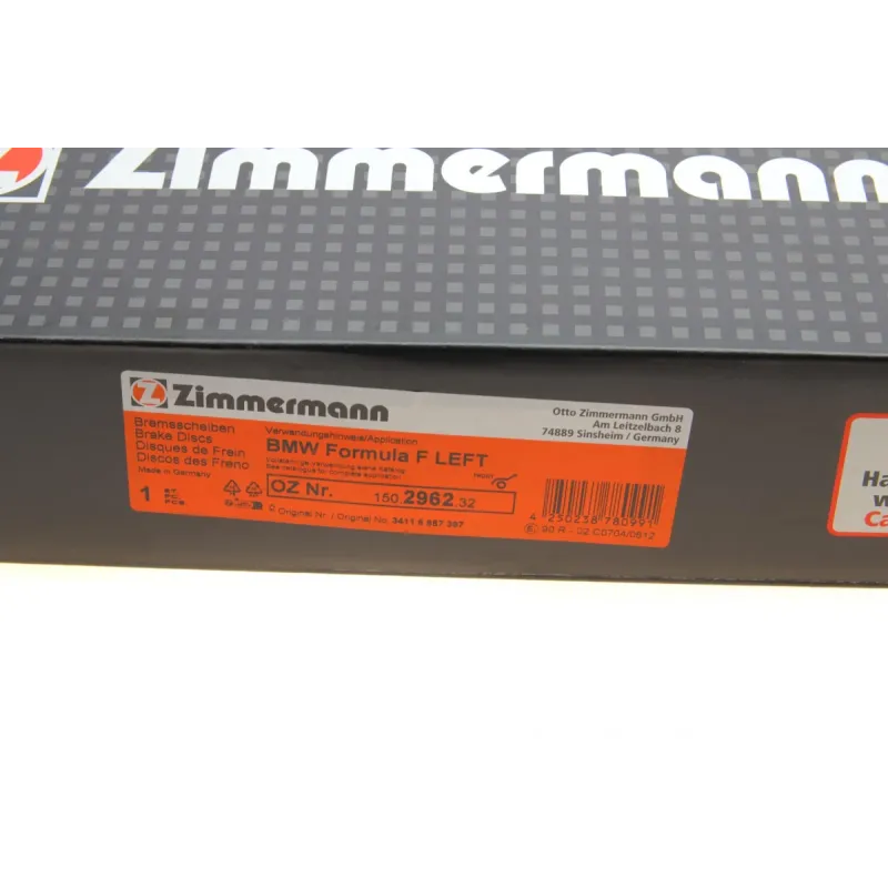 Диск гальмівний передній Zimmermann 150.2962.32 для BMW X5 (G05) / X7 (G07) 395x36 мм