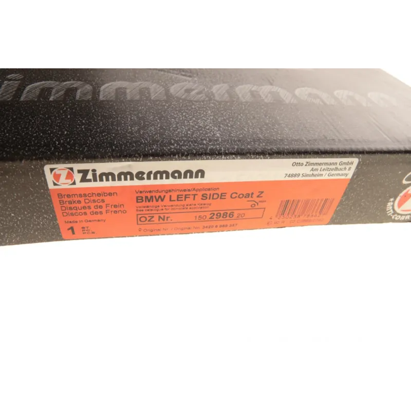 Диск гальмівний задній ZIMMERMANN 150.2986.20 для BMW 1 (F40) / 2 Gran Coupe (F44) 330x20 мм