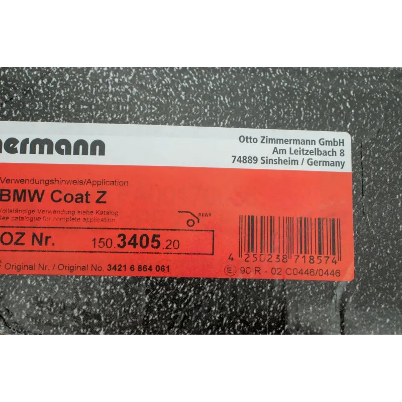 Диск гальмівний задній ZIMMERMANN 150.3405.20 для BMW 5 (E60/E61) 2003-2010, 320x20 мм