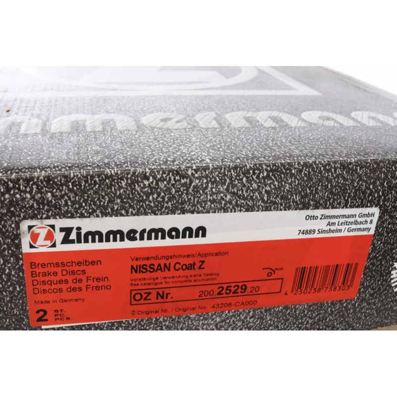 Диск гальмівний задній ZIMMERMANN 200.2529.20 для Infiniti EX, FX, G, M, Q50, Q70 308x16 мм