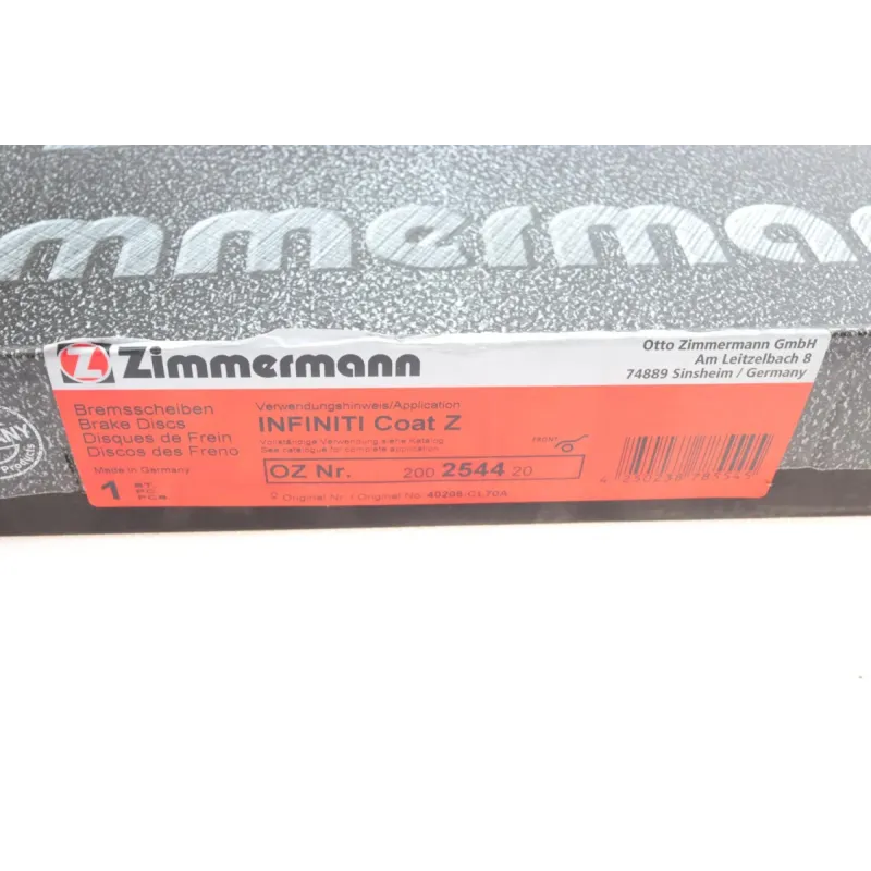 Диск гальмівний передній ZIMMERMANN 200.2544.20 для Infiniti EX/FX/M 320x34 мм