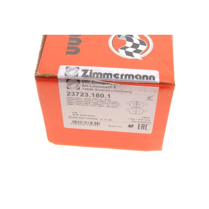 Колодки гальмівні передні Zimmermann 23723.180.1 для Ford C-Max, Mazda 3, 62x155 мм