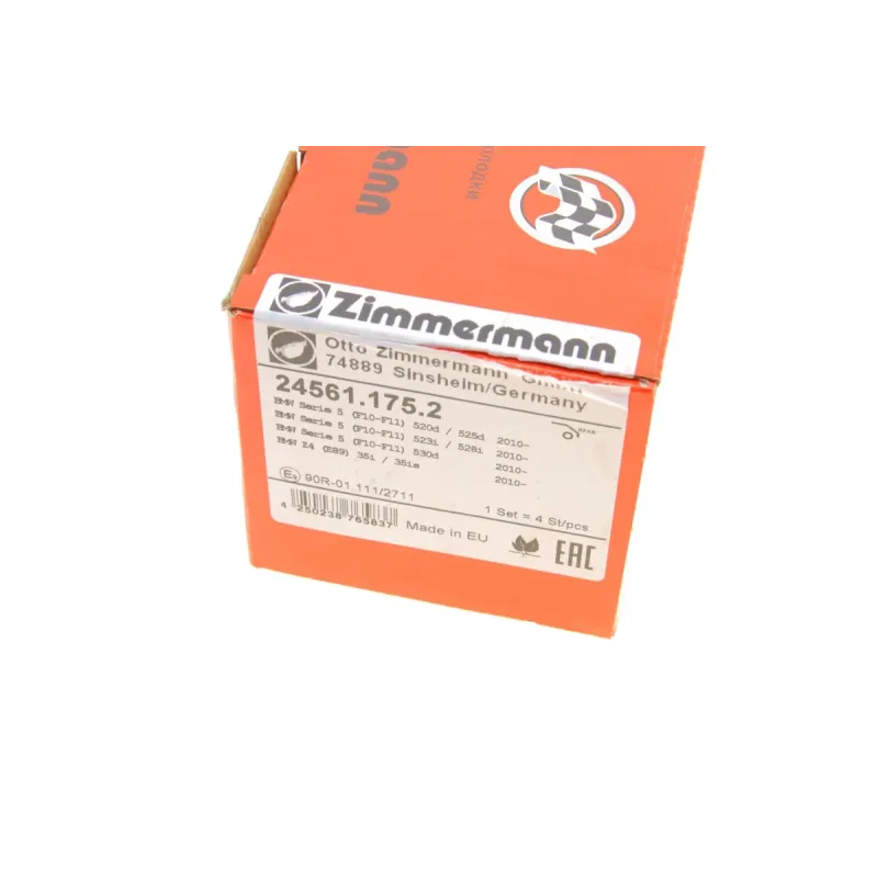 Колодки гальмівні задні ZIMMERMANN 24561.175.2 для BMW 5 (F10, F18) X3 X5, 106x62x18 мм