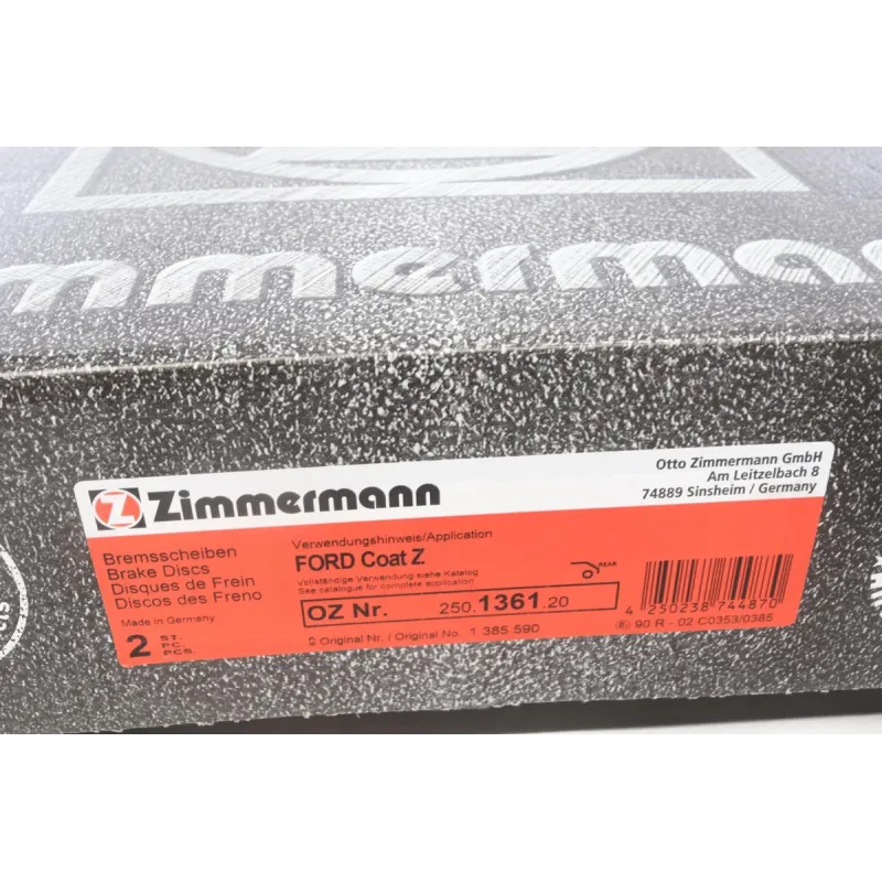 Диск гальмівний задній ZIMMERMANN 250.1361.20 для Ford Focus, Galaxy, Mondeo (302x11 мм)