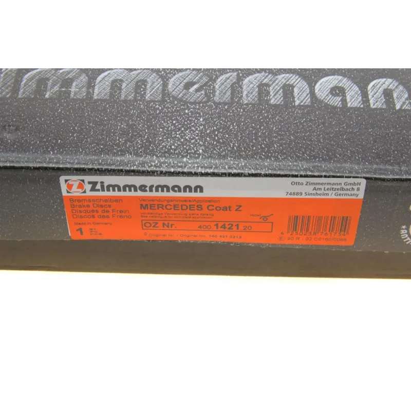 Диск гальмівний передній ZIMMERMANN 400.1421.20 для Mercedes-Benz S-Class W140 1991-1998, 320x30 мм