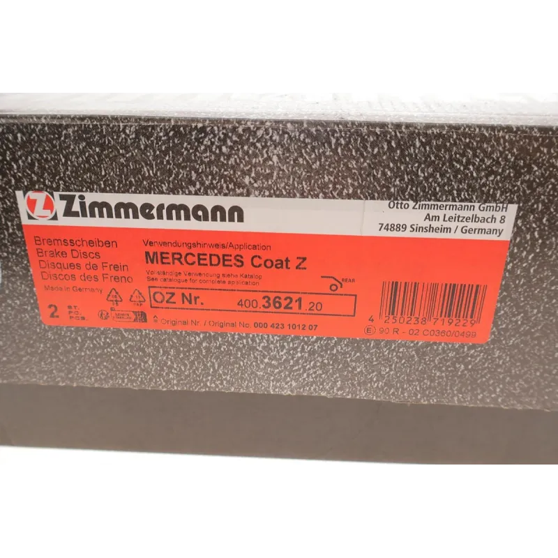 Диск гальмівний задній ZIMMERMANN 400.3621.20 для Mercedes-Benz E-Class W211/W212, 300x10 мм