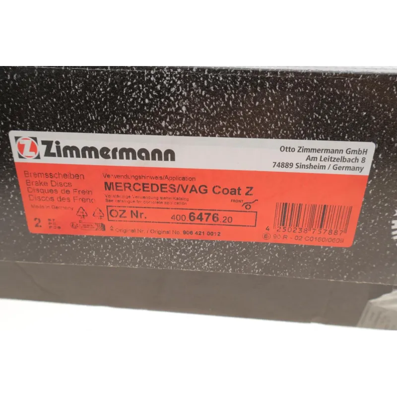 Диск гальмівний передній Zimmermann 400.6476.20 для Mercedes-Benz Sprinter, VW Crafter 2006-, 300x28 мм