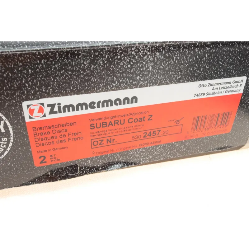 Диск гальмівний передній ZIMMERMANN 530.2457.20 для Subaru Forester, Impreza, Outback 277x24 мм