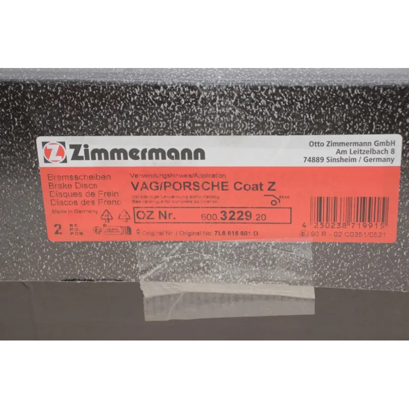 Диск гальмівний задній ZIMMERMANN 600.3229.20 для Porsche Cayenne, VW Touareg 330x28 мм