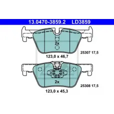 Колодки гальмівні (задні) BMW 1 (F20/F21)/ 2 (F22/F23)/ 3 (F30/F31/F34)/4 (F32/F36) 11- (Bosch) ATE Ceramic