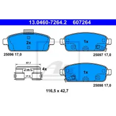 Колодки гальмівні (задні) Opel Astra J 09 - R16 (Ate)