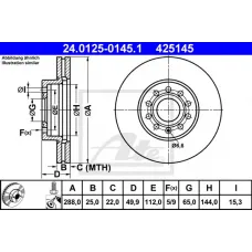 Диск гальмівний (передній) Audi A3/Skoda Octavia/VW Caddy/Golf/Touran 03- (288x25) (з покр.) (вент.)