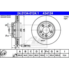 Диск гальмівний (передній) Audi Q7 06-15/Porsche Cayenne/VW Touareg 02-10 (350x34) (R) (з покр)(вент)