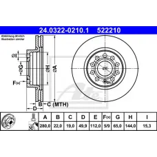 Диск гальмівний (передній) Audi A3/Skoda Octavia/VW Caddy/Golf 03- (280x22) (з покр) PowerDisc