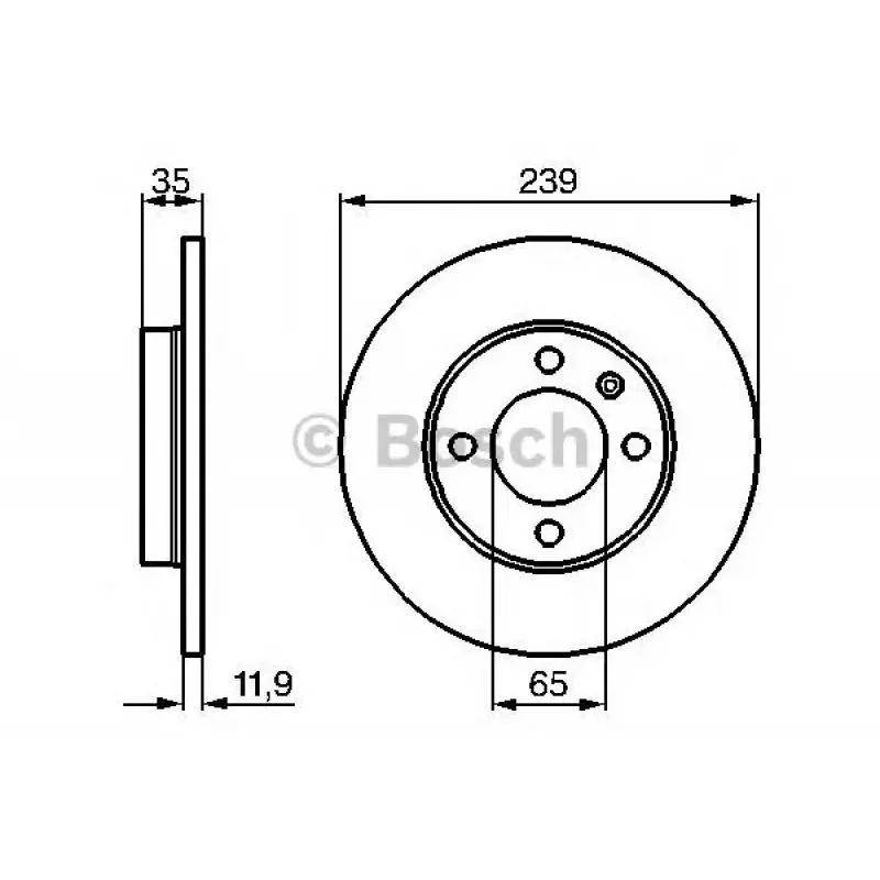 Диск гальмівний (передній) VW Caddy 82-92/Golf 74-99/Passat 73-88/Polo 95-02 (239x12)(з покр)(повний)