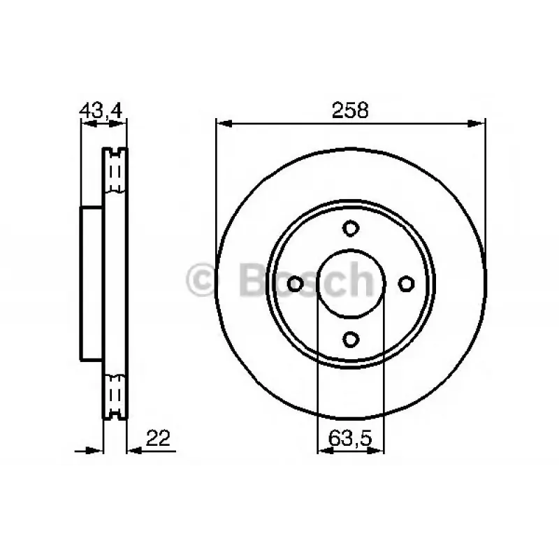 Диск гальмівний (передній) Ford Fiesta 00-08/Focus 98-04/Fusion 02-12 (258x22)