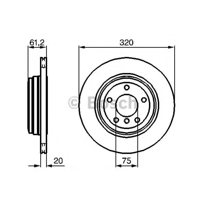 Диск гальмівний (задній) BMW 5 (E60/E61)/6 (E64) 2.0-3.0i/2.0-3.0d 03-12 (320x20) M54/M57/N43/N46/N52