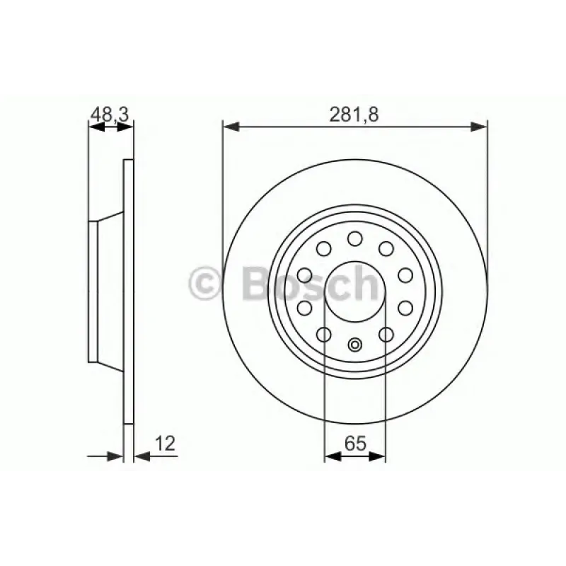 Диск гальмівний (задній) Audi A3/Skoda Octavia/Superb/VW Golf/Passat 03- (282x12) (з покр.) (повний)