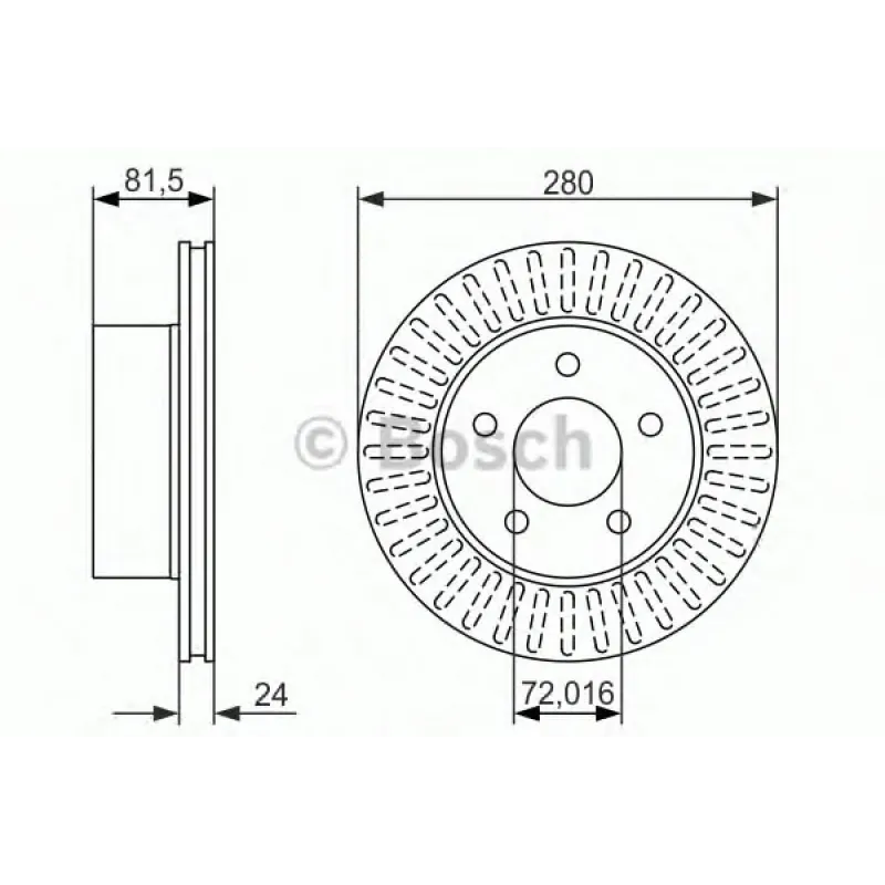 Диск гальмівний (передній) Jepp Cherokee 84-01/Grand Cherokee 91-99 (280x24) (з вентиляцією)