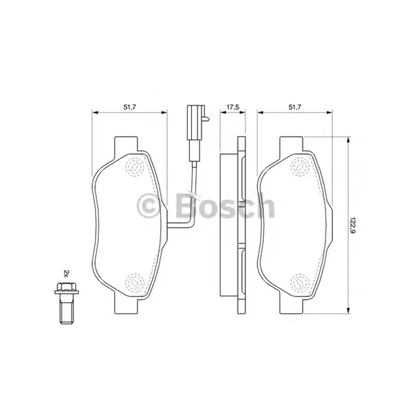 Колодки гальмівні (передні) Fiat Panda 03-/500/500C 07-/Ford Ka II 08-16 (+датчик)
