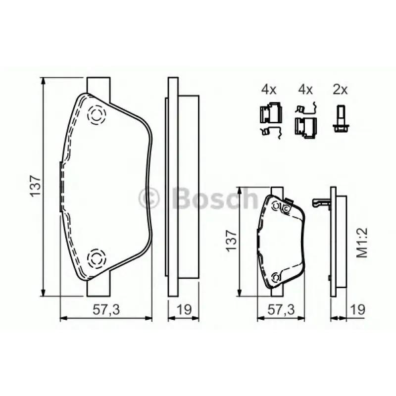 Колодки гальмівні (передні) Fiat 500L/Opel Corsa D 06- (Bosch) (з датчиками)
