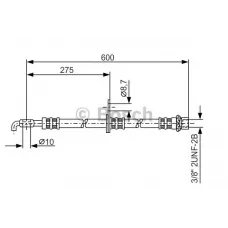 Шланг гальмівний (передній) (L) Toyota Avensis/Corolla 1.4-2.4D 01-08 (L=581mm)