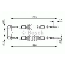 Трос ручника (задній) Opel Calibra/Vectra 89-97 (1365/1498mm)